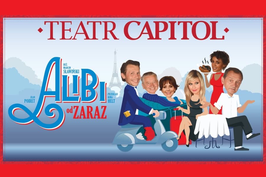 Grafika spektaklu Alibi od zaraz